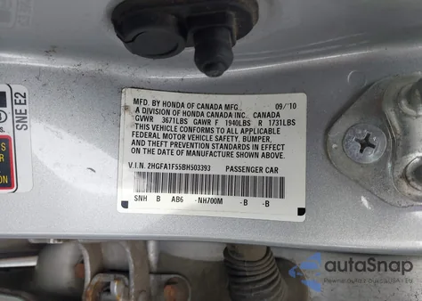 2011 Honda Civic Lx from USA, damaged, VIN 2HGFA1F55BH503393